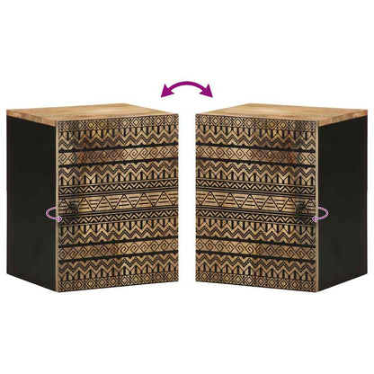 Mobile Pensile da Bagno Nero 38x33,5x48 cm Legno Massello Mango | homemem39