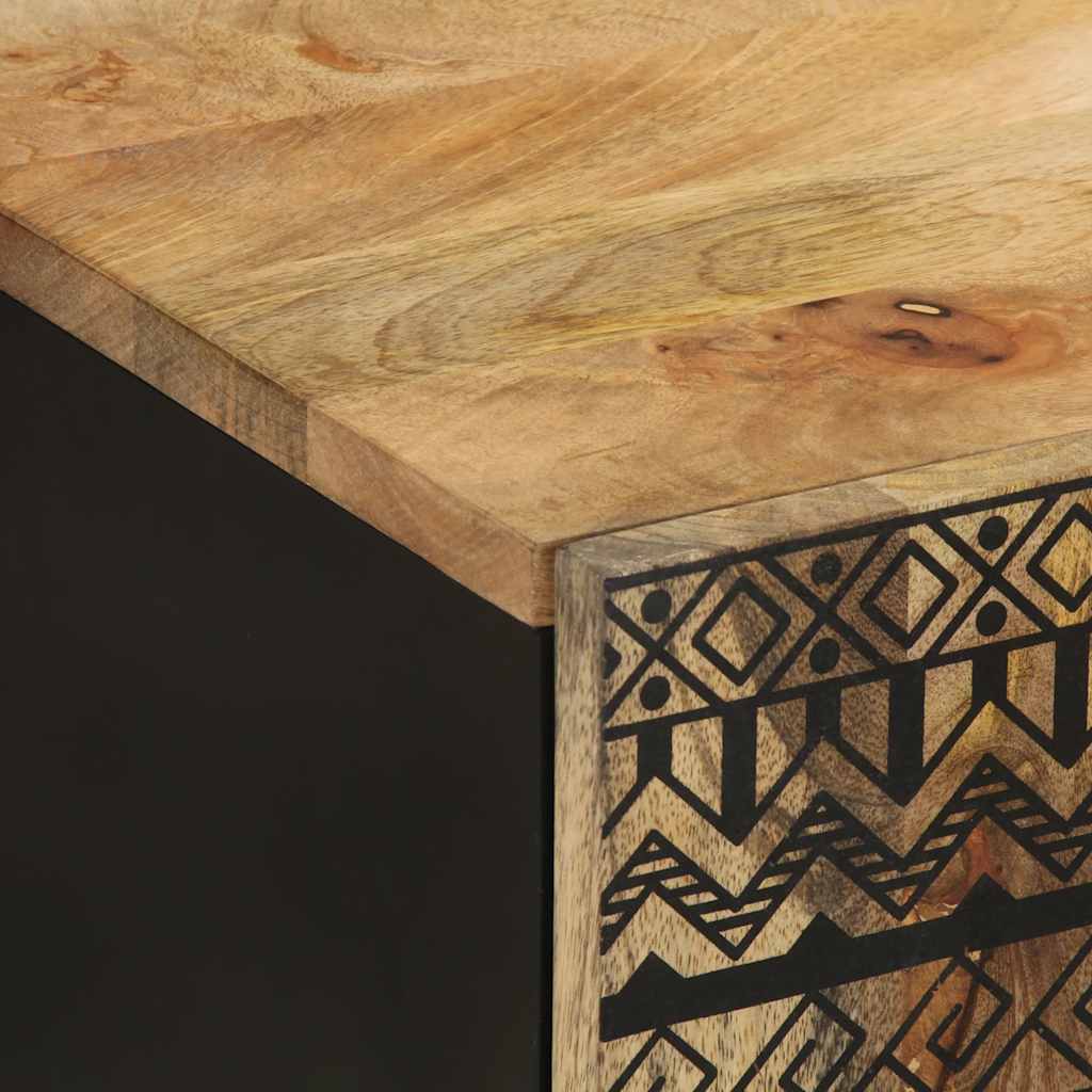 Mobile Pensile da Bagno Nero 38x33,5x48 cm Legno Massello Mango | homemem39