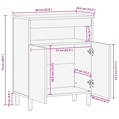 Credenza 60x33,5x75 cm in Legno Massello di Mango Grezzo | homemem39