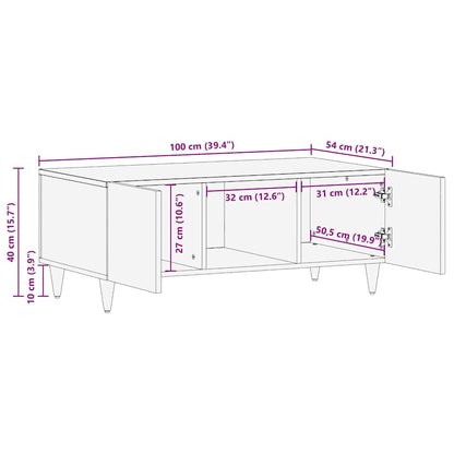 Tavolino da Salotto 100x54x40 cm in Legno Massello di Mango | homemem39