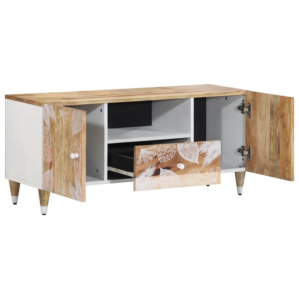 Mobile Porta TV 105x33,5x46 cm in Legno Massello di Mango - homemem39