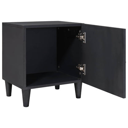 Comodino con porta Nero 40 x 33 x 46 cm Legno di mango massello | homemem39