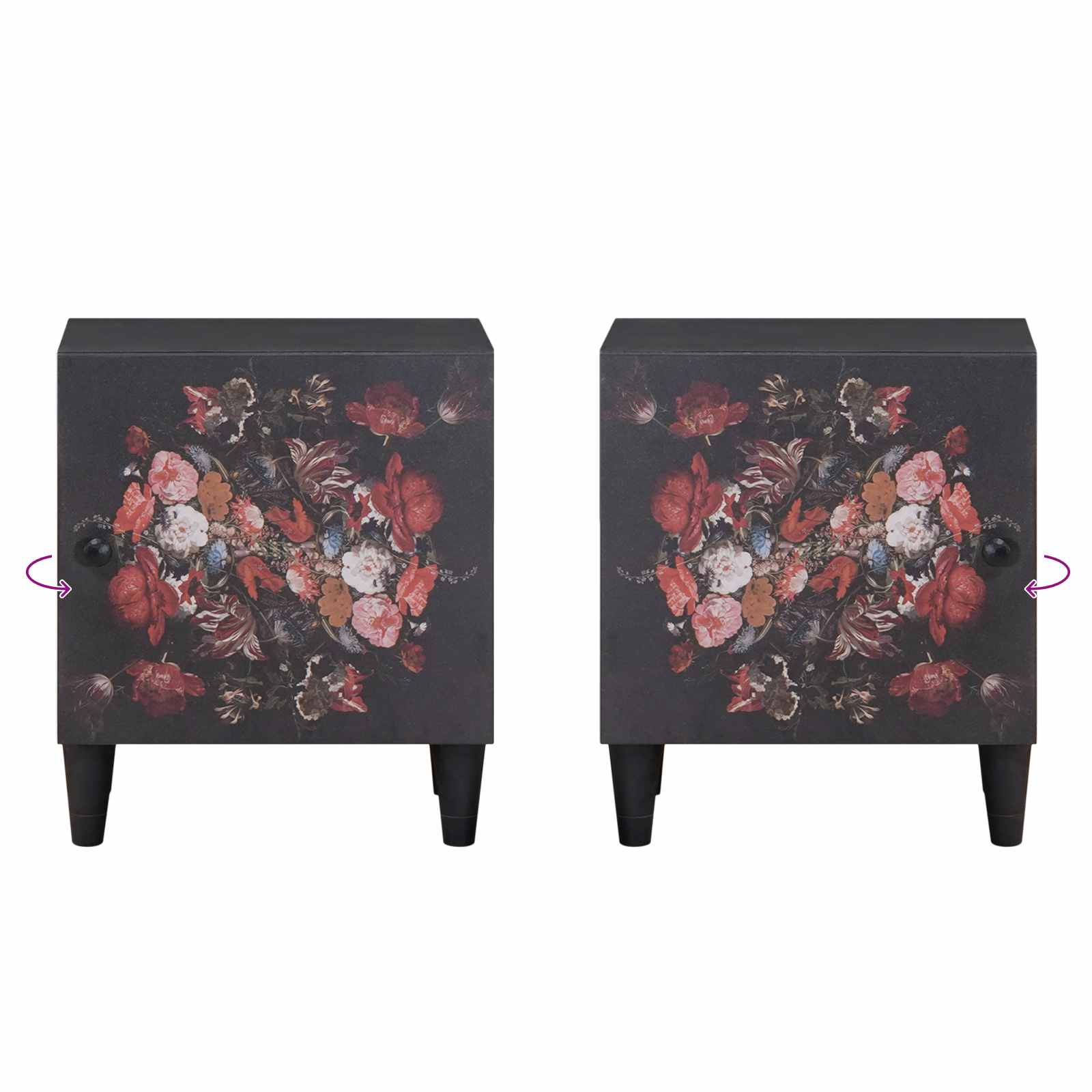 Comodino con porta Nero 40 x 33 x 46 cm Legno di mango massello | homemem39