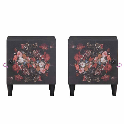 Comodino con porta Nero 40 x 33 x 46 cm Legno di mango massello | homemem39