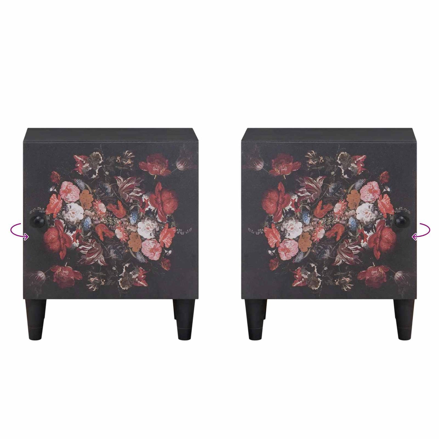 Comodino con porta 2 pcs Nero 40 x 33 x 46 cm | homemem39