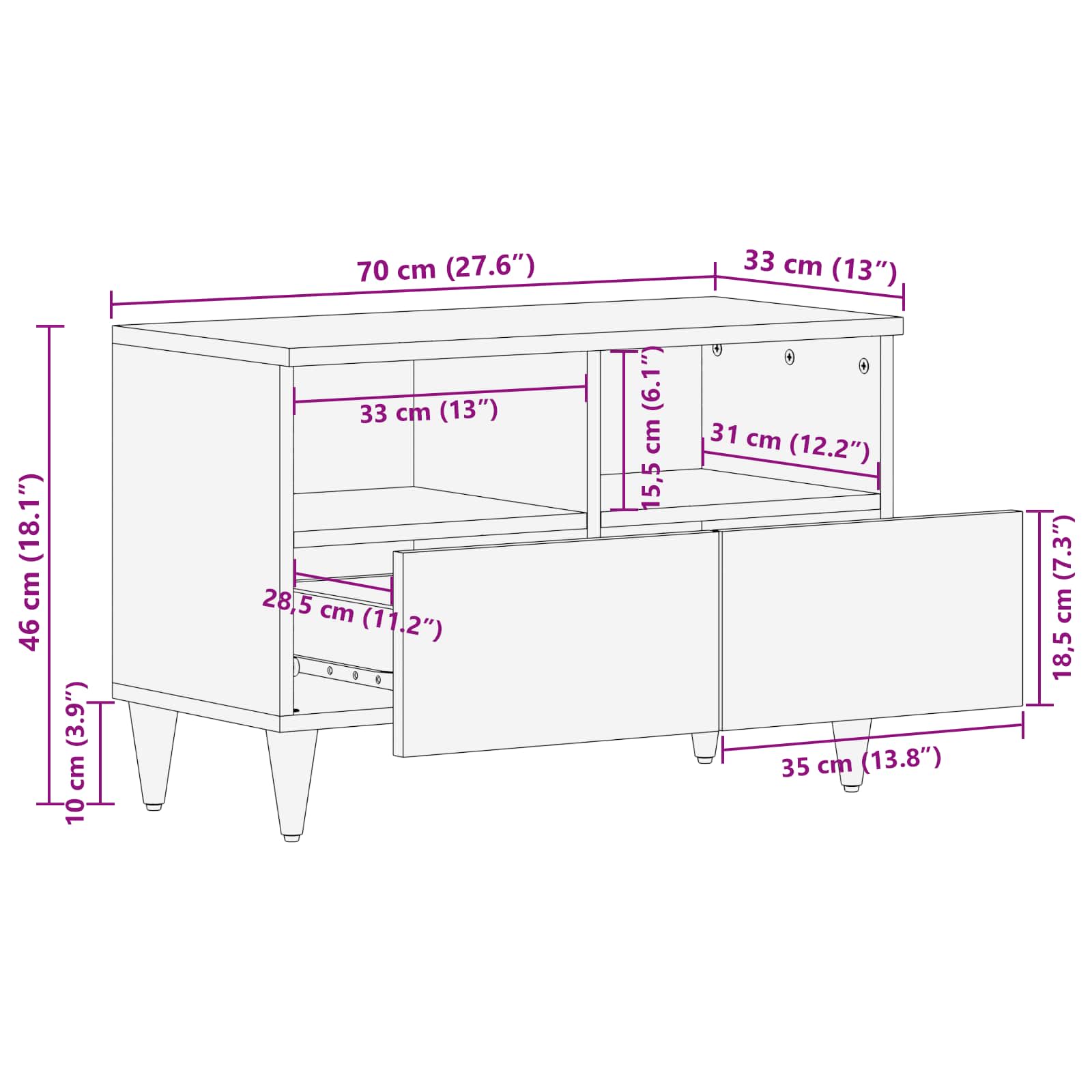 Armadi di Stoccaggio con cassetto Multicolore 70 x 33,5 x 46 cm | homemem39