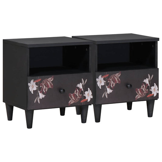 Comodino 2 pcs Marrone 40 x 33 x 46 cm Legno di mango massello | homemem39
