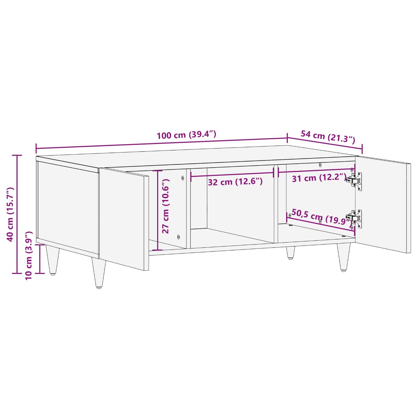 Tavolino da salotto Multicolore 100 x 54 x 40 cm | homemem39