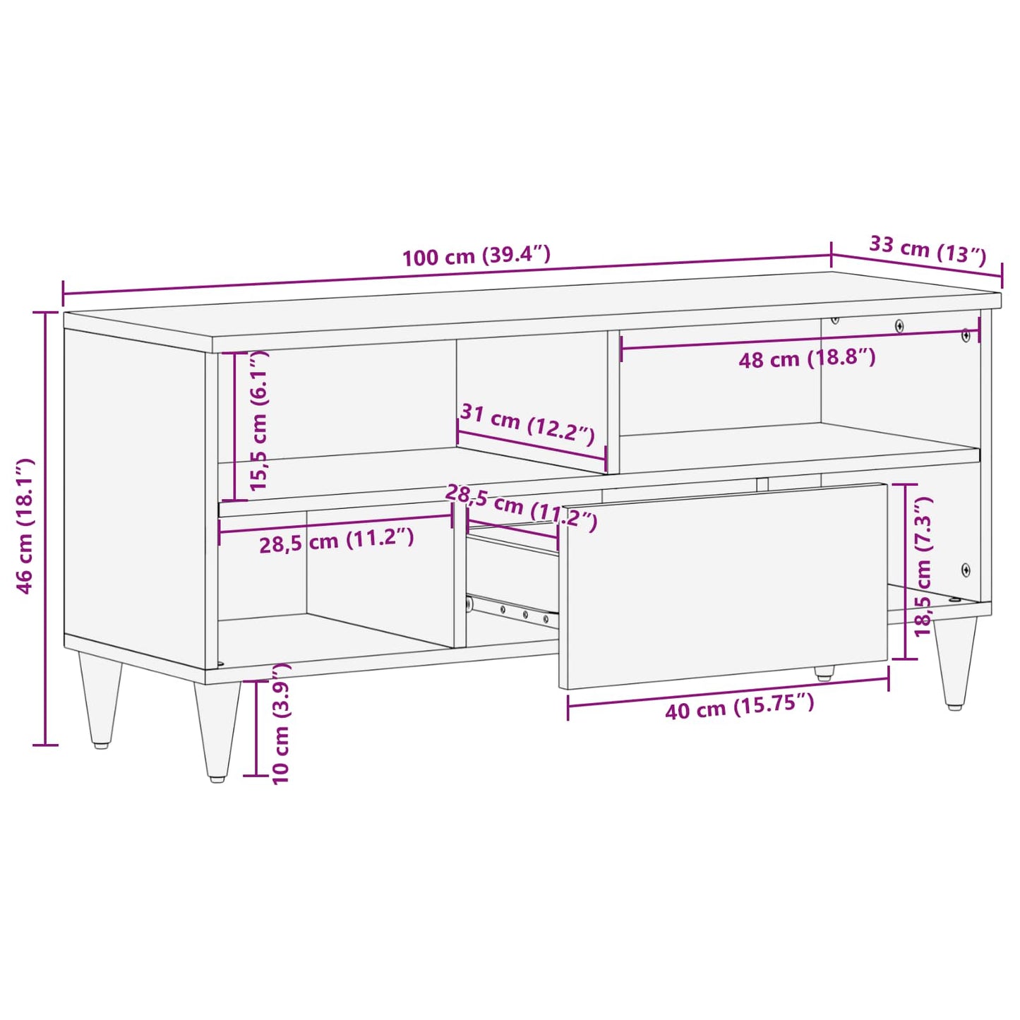 Armadi di Stoccaggio Multicolore 100 x 33,5 x 46 cm | homemem39