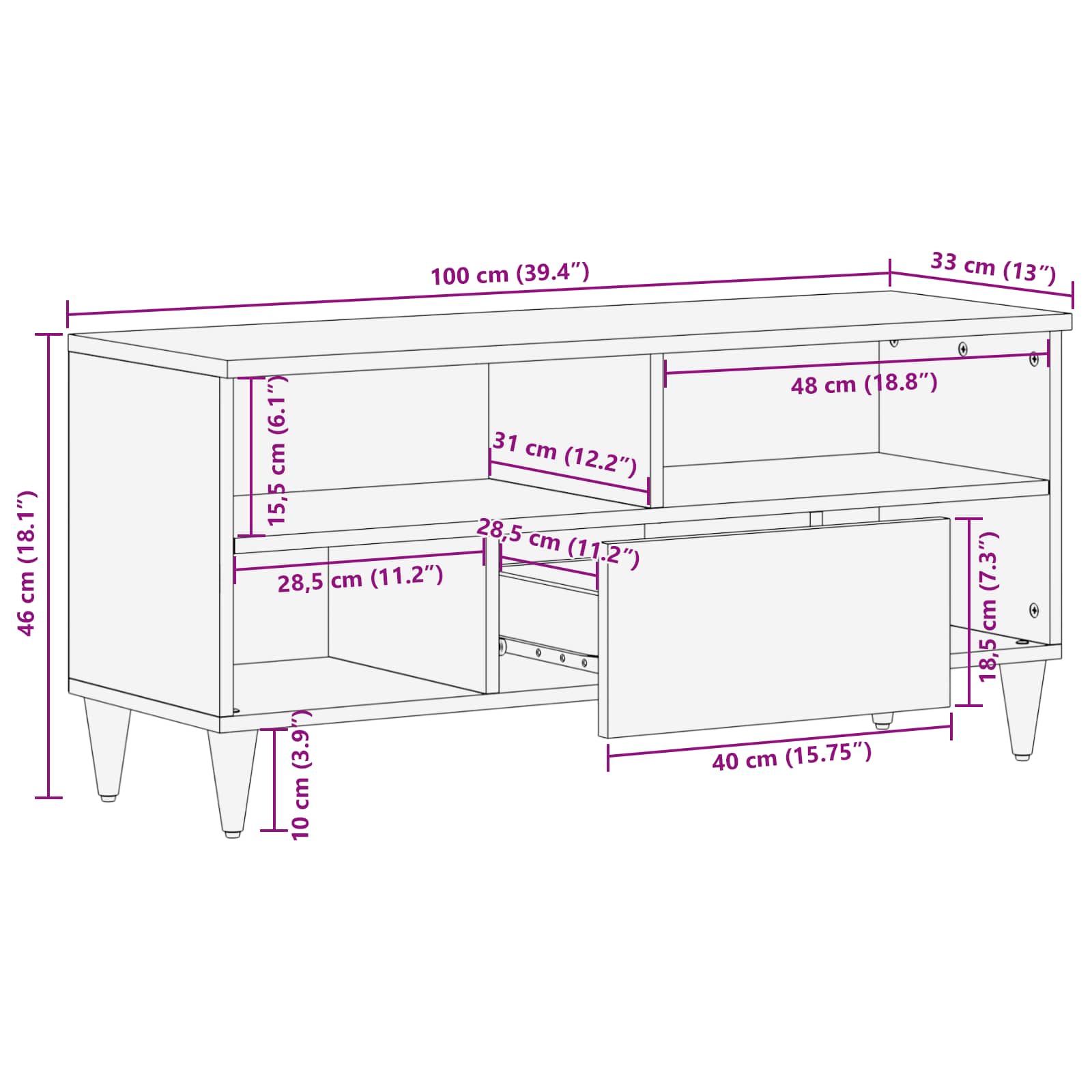 Armadi di Stoccaggio Multicolore 100 x 33,5 x 46 cm | homemem39