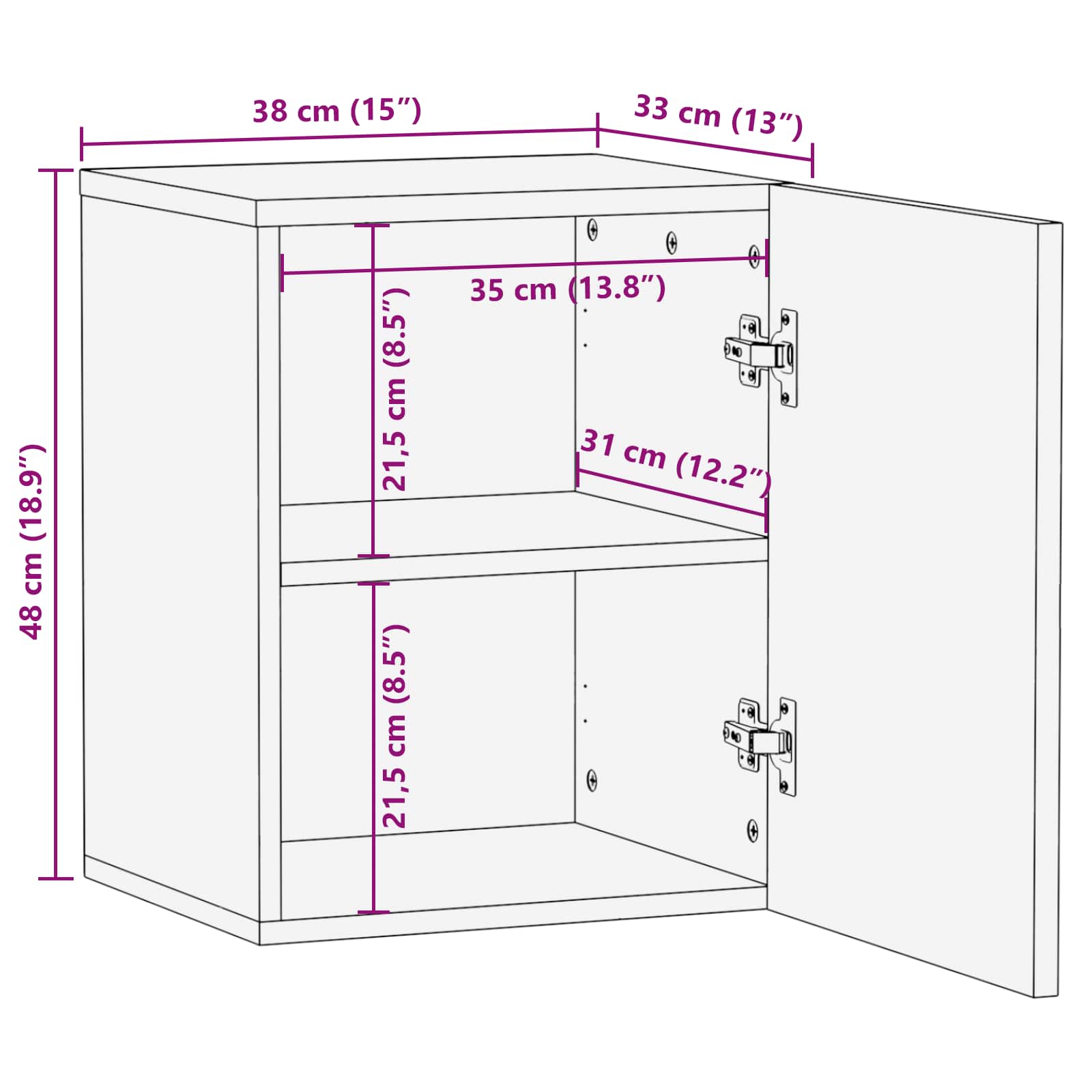 Armadio pensile con archiviazione Multicolore 38 x 33,5 x 48 cm | homemem39