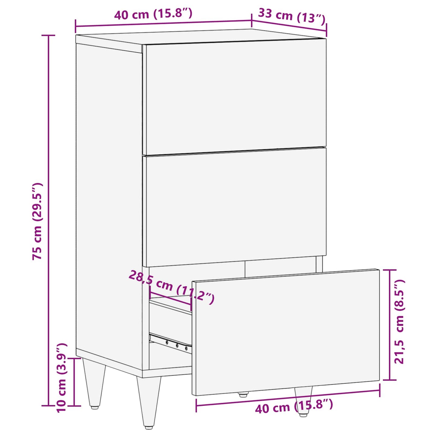Armadi di Stoccaggio con cassetto Multicolore 40 x 33,5 x 75 cm | homemem39