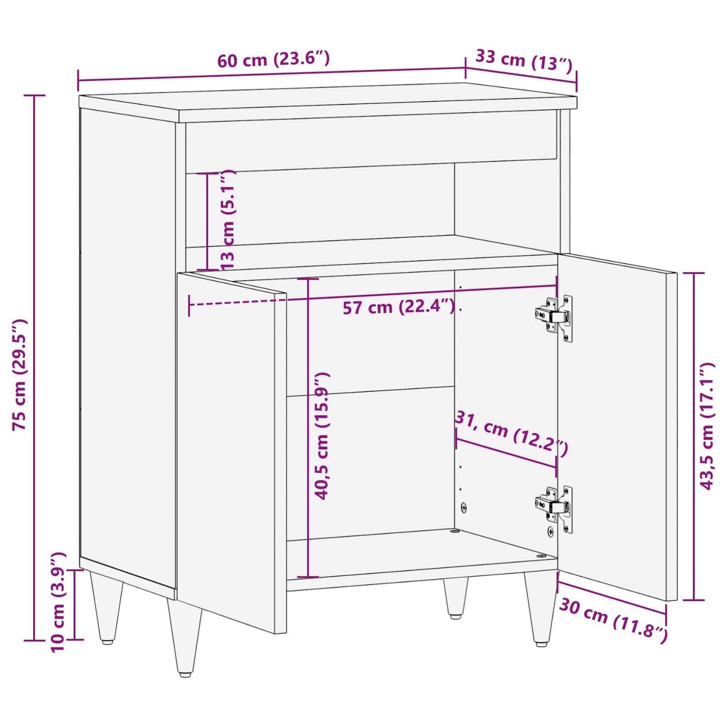 Armadi di Stoccaggio con porta Multicolore 60 x 33,5 x 75 cm