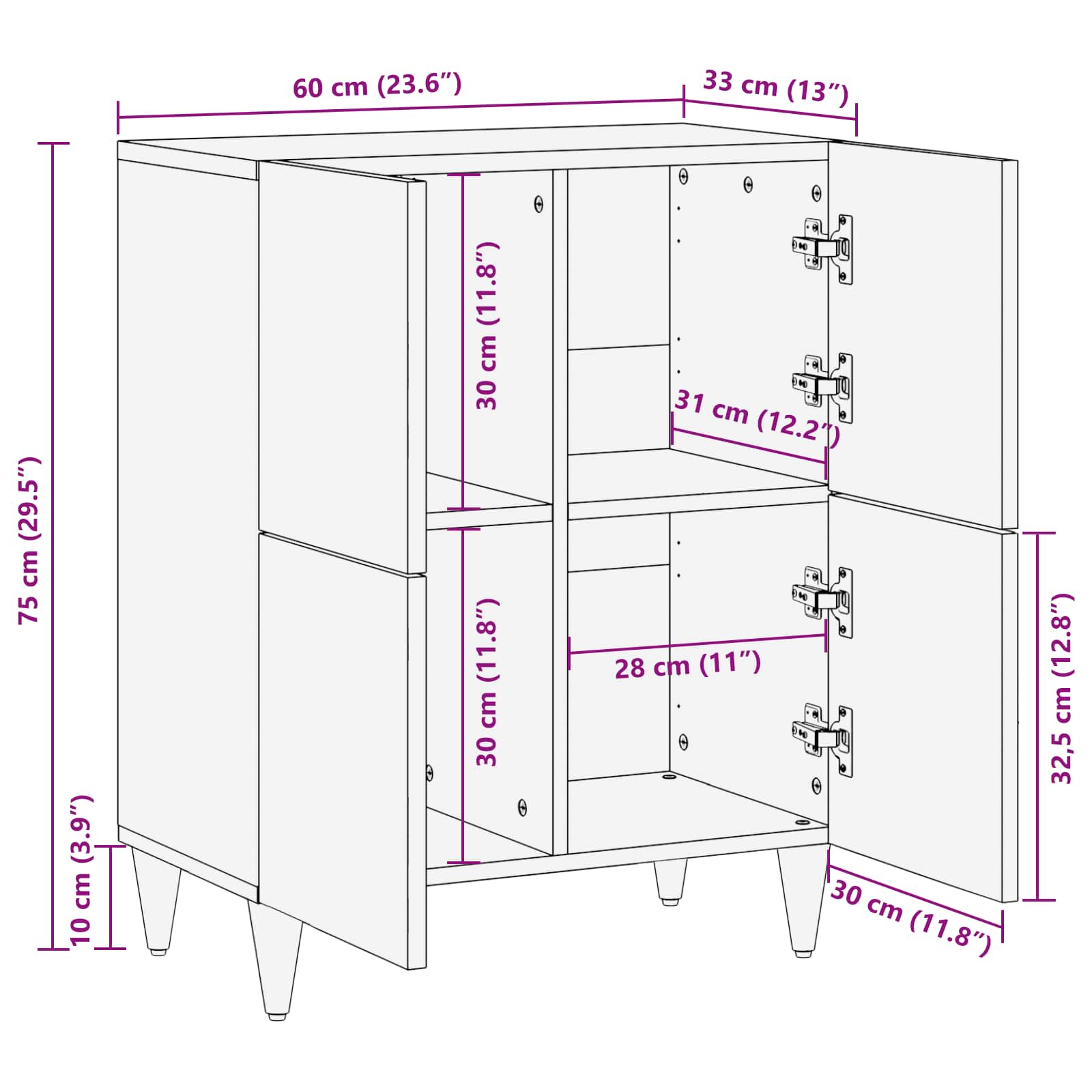 Armadi di Stoccaggio con porta Multicolore 60 x 33,5 x 75 cm | homemem39