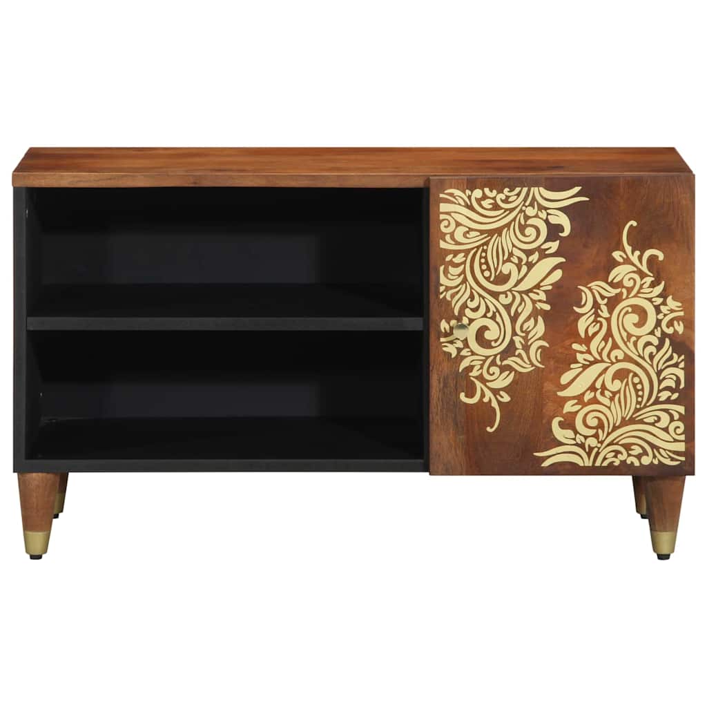 Mobile TV Marrone miele 80 x 33 x 46 cm Legno di mango massello
