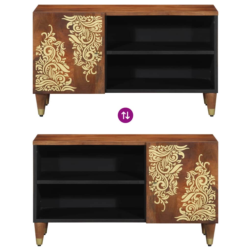 Mobile TV Marrone miele 80 x 33 x 46 cm Legno di mango massello