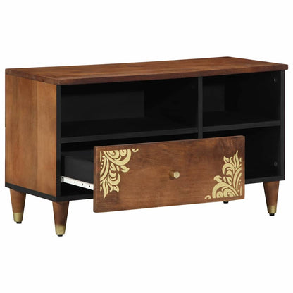 Mobile TV Marrone miele 80 x 33 x 46 cm Legno di mango massello