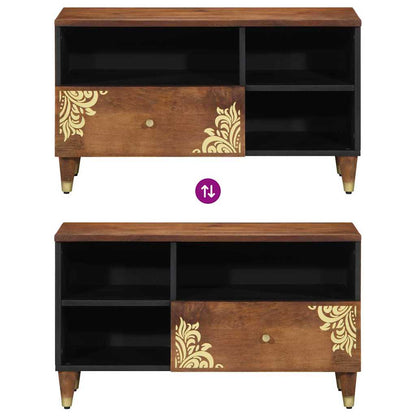 Mobile TV Marrone miele 80 x 33 x 46 cm Legno di mango massello