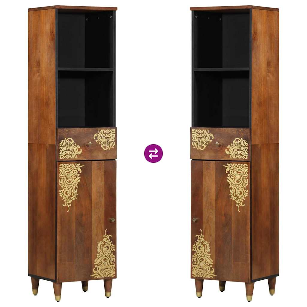 Mobile da Bagno con cassetto marrone ambrato 38 x 33 x 160 cm