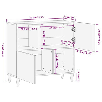 Credenza Marrone 80 x 33 x 75 cm Legno di mango massello