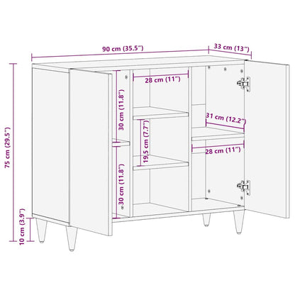 Credenza Marrone 90 x 33 x 75 cm Legno di mango massello