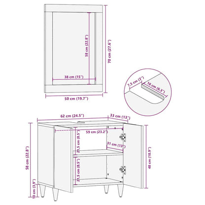 Specchio da bagno con specchio Marrone miele 70 x 50 x 2,5 cm
