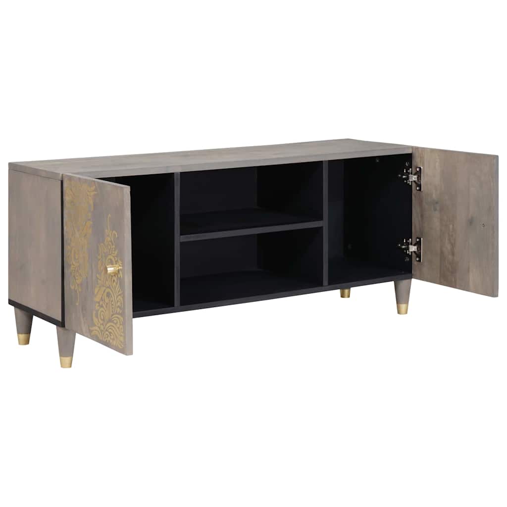 Mobile TV Grigio 105 x 33 x 46 cm Legno di mango massello | homemem39