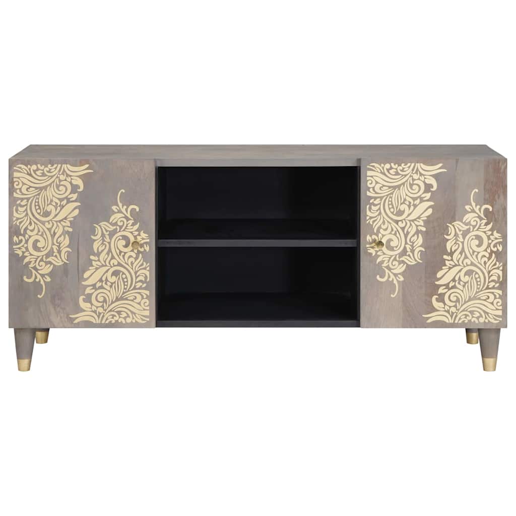 Mobile TV Grigio 105 x 33 x 46 cm Legno di mango massello | homemem39