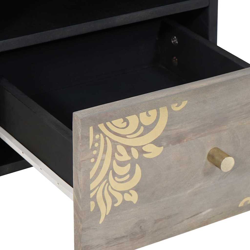 Mobile TV Grigio 70 x 33 x 46 cm Legno di mango massello | homemem39