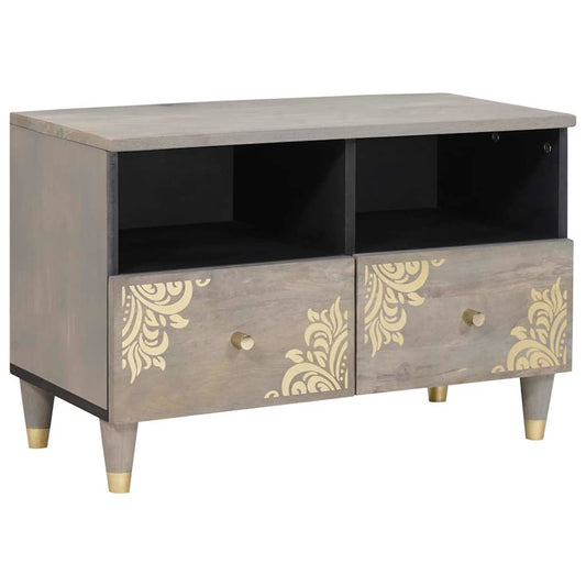 Mobile TV Grigio 70 x 33 x 46 cm Legno di mango massello | homemem39