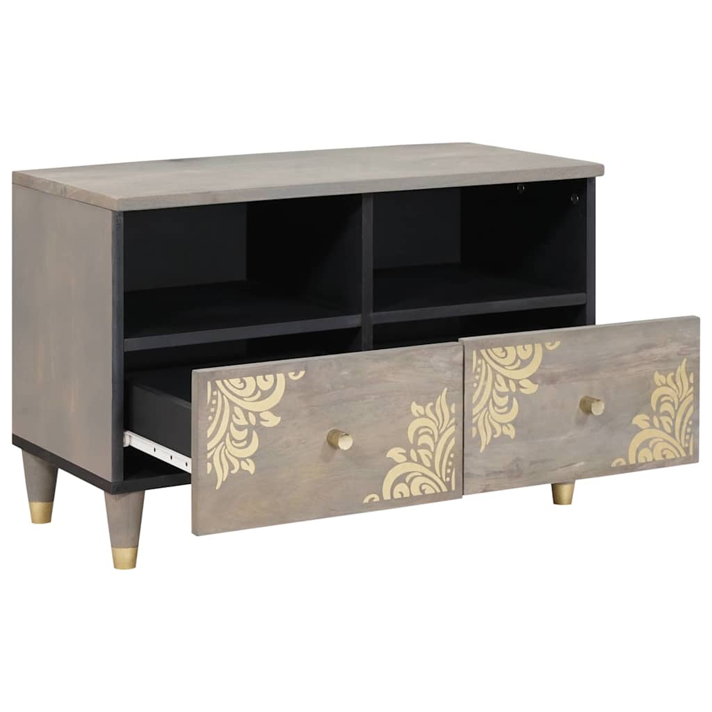 Mobile TV Grigio 70 x 33 x 46 cm Legno di mango massello | homemem39
