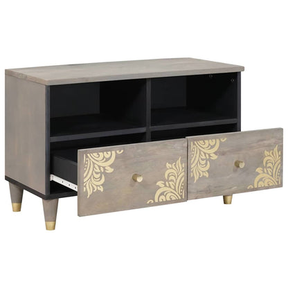 Mobile TV Grigio 70 x 33 x 46 cm Legno di mango massello | homemem39