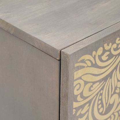 Credenza Grigio e Oro 60 x 33 x 75 cm Legno di mango massello