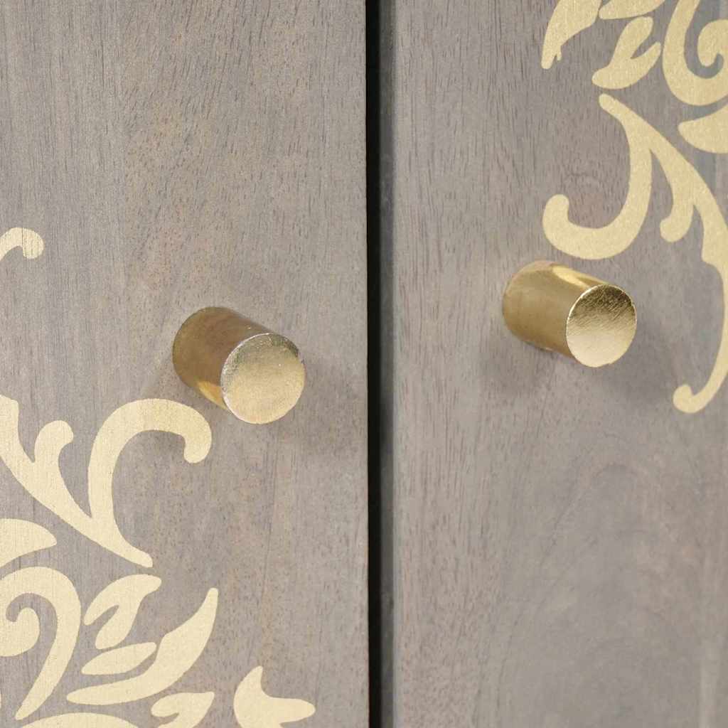 Credenza Grigio e Oro 60 x 33 x 75 cm Legno di mango massello | homemem39
