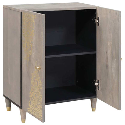 Credenza Grigio e Oro 60 x 33 x 75 cm Legno di mango massello | homemem39