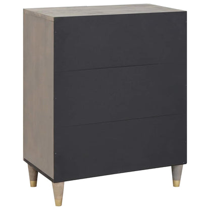 Credenza Grigio e Oro 60 x 33 x 75 cm Legno di mango massello