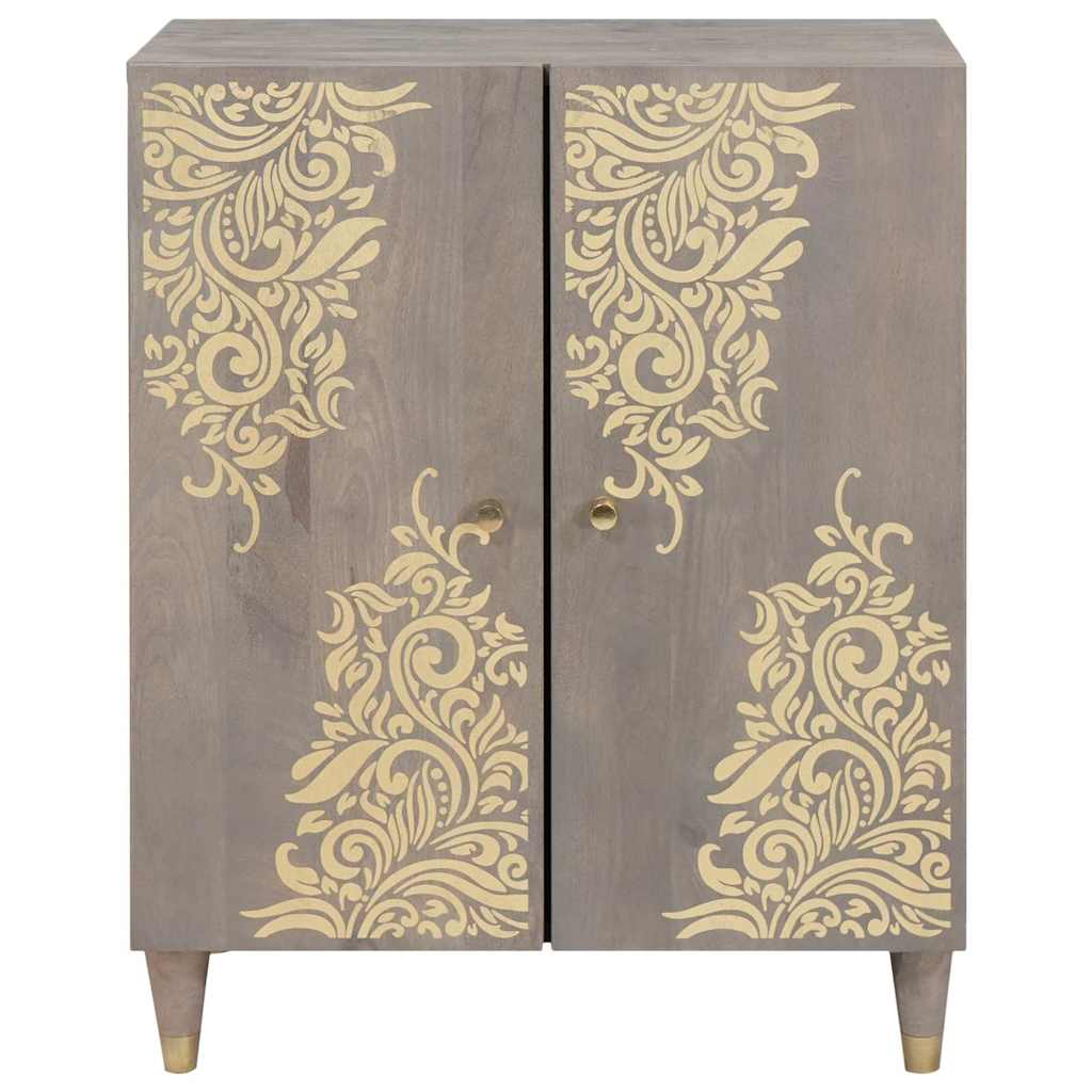 Credenza Grigio e Oro 60 x 33 x 75 cm Legno di mango massello | homemem39