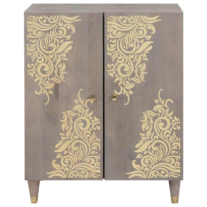 Credenza Grigio e Oro 60 x 33 x 75 cm Legno di mango massello | homemem39