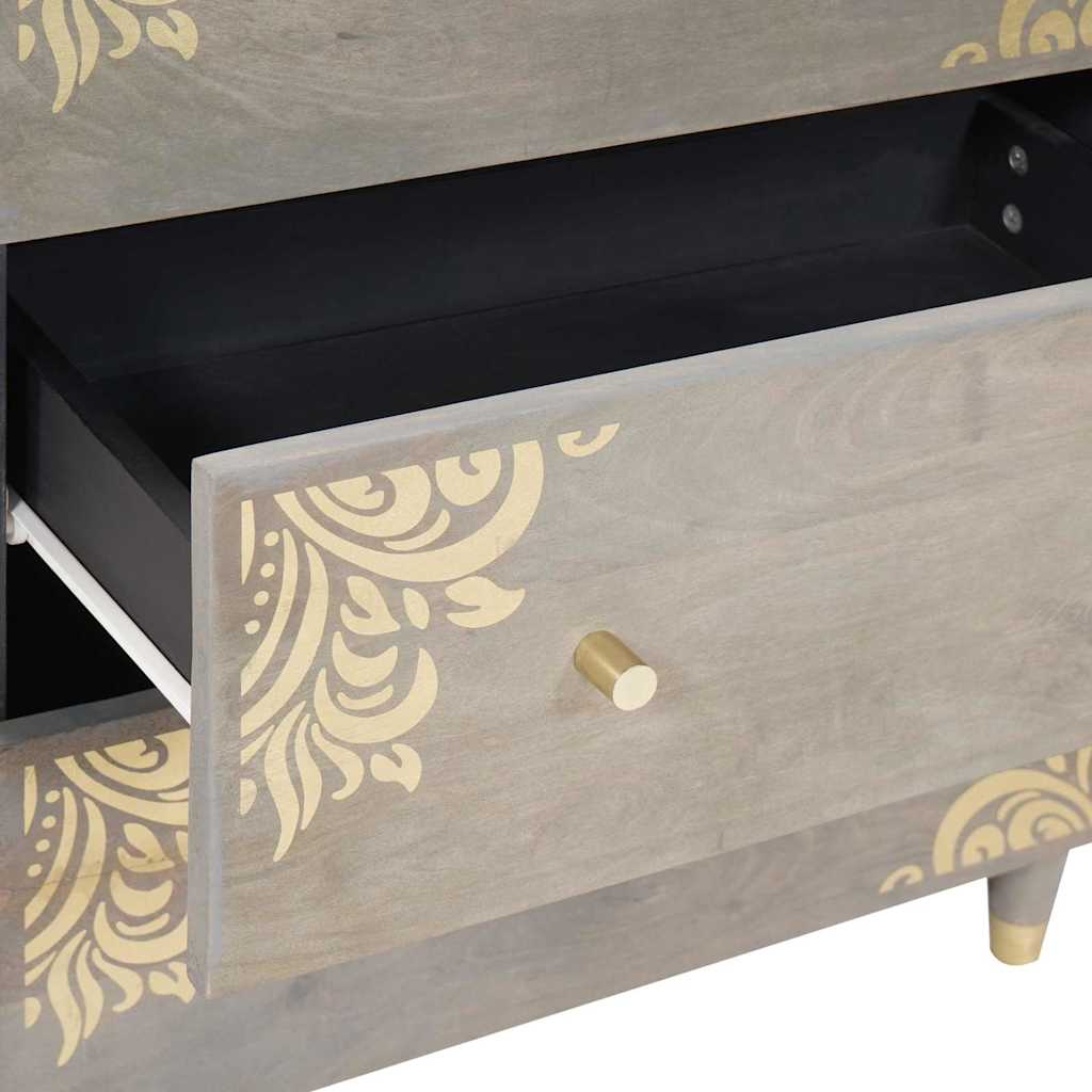 Credenza Grigio e Oro 60 x 33 x 75 cm Legno di mango massello | homemem39