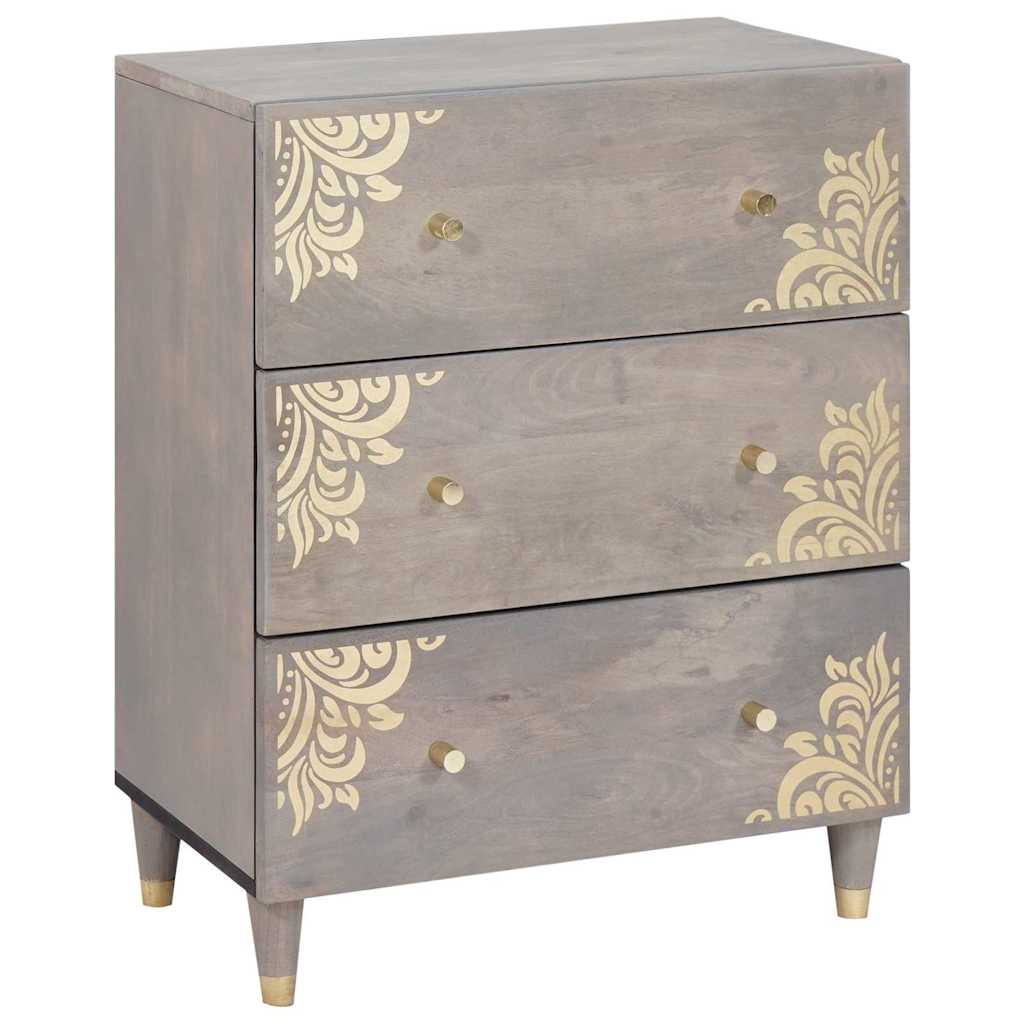 Credenza Grigio e Oro 60 x 33 x 75 cm Legno di mango massello | homemem39