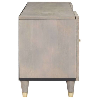 Mobile TV Grigio 105 x 33 x 46 cm Legno di mango massello