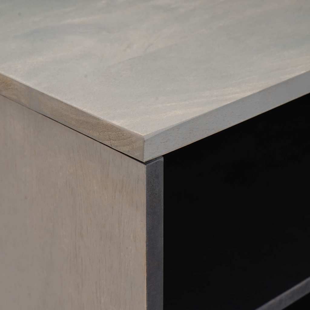 Mobile TV Grigio 80 x 33 x 46 cm Legno di mango massello