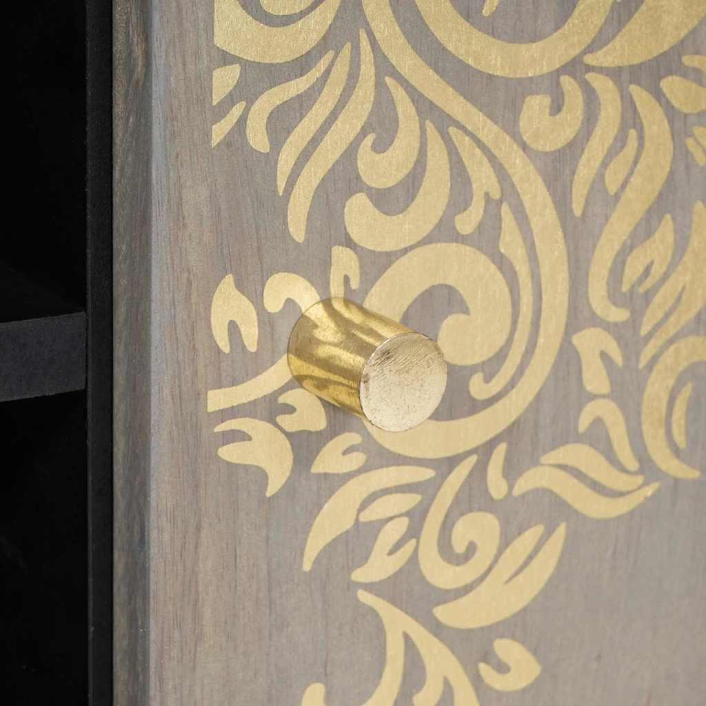 Mobile TV Grigio 80 x 33 x 46 cm Legno di mango massello