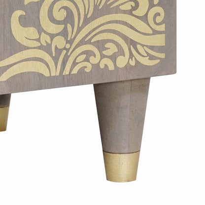 Mobile TV Grigio 80 x 33 x 46 cm Legno di mango massello