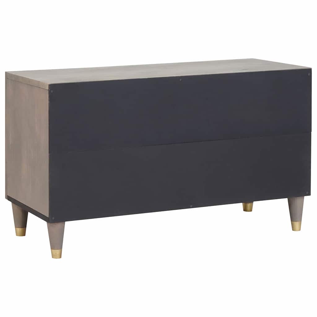 Mobile TV Grigio 80 x 33 x 46 cm Legno di mango massello