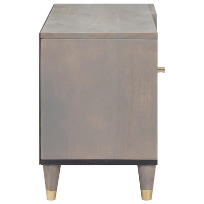 Mobile TV Grigio 80 x 33 x 46 cm Legno di mango massello