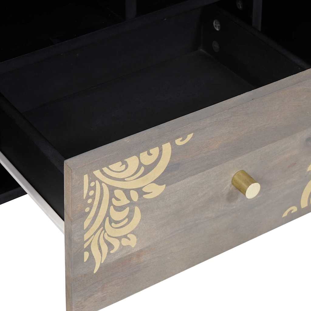 Mobile TV Grigio 100 x 33 x 46 cm Legno di mango massello | homemem39