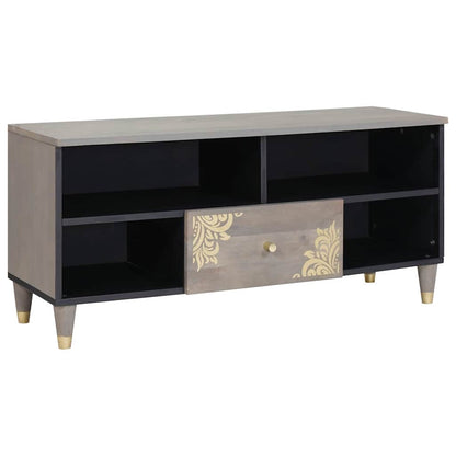 Mobile TV Grigio 100 x 33 x 46 cm Legno di mango massello | homemem39