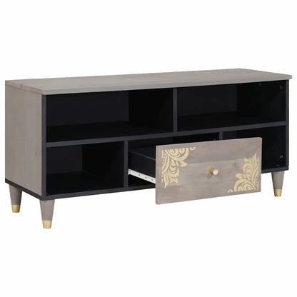 Mobile TV Grigio 100 x 33 x 46 cm Legno di mango massello | homemem39