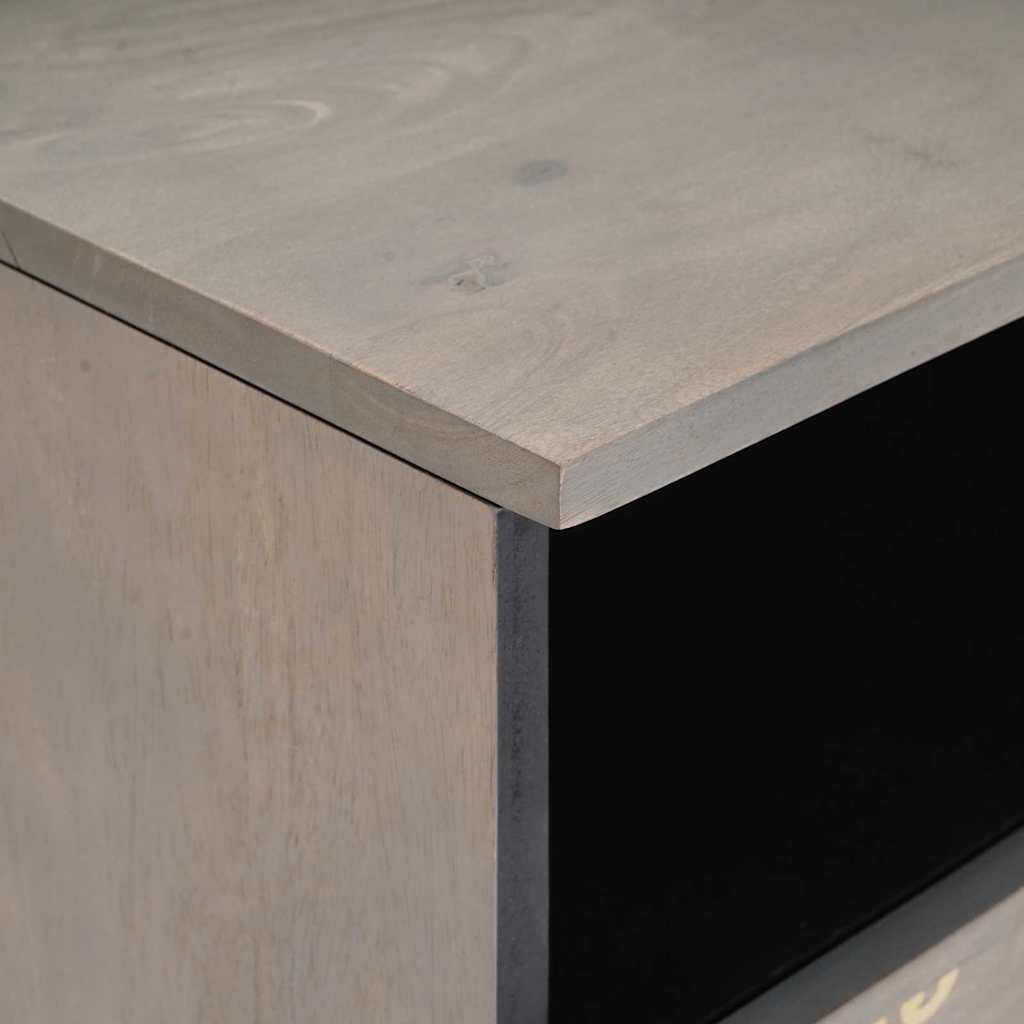Mobile TV Grigio 80 x 33 x 46 cm Legno di mango massello | homemem39